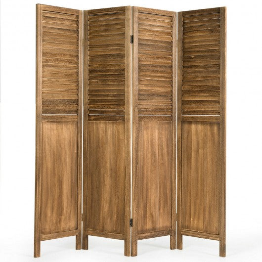 5.6 Ft Tall 4 Panel Folding Privacy Room Divider-Wood