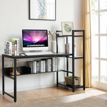 Load image into Gallery viewer, 59&quot; Computer Desk Home Office Workstation 4-Tier Storage Shelves-Black
