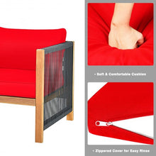 Load image into Gallery viewer, 4 Pcs Acacia Wood Outdoor Patio Furniture Set with Cushions-Red

