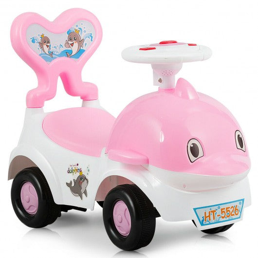 3-in-1 Baby Walker Sliding Car Pushing Cart Toddler Ride-Pink