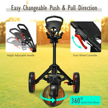 Load image into Gallery viewer, Folding Golf Push Cart with Scoreboard Adjustable Handle Swivel Wheel-Red
