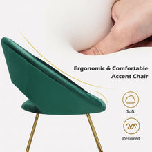 Load image into Gallery viewer, Set of 2 Accent Velvet Chairs Dining Chairs Arm Chair w/Golden Legs Dark Green

