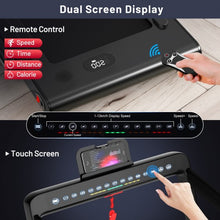 Load image into Gallery viewer, 2-in-1 Electric Motorized Folding Treadmill with Dual Display and Bluetooth Speaker-Black
