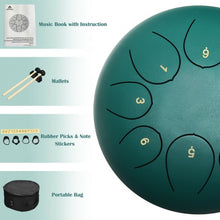 Load image into Gallery viewer, 10&quot; Steel Tongue Drum 8 Notes Handpan Drum-Green
