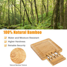 Load image into Gallery viewer, Bamboo Cheese Board &amp; Knife Set  w/ Slide-out Drawer
