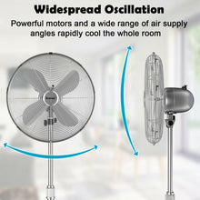 Load image into Gallery viewer, 16&quot; Metal Adjustable Oscillating Pedestal Fan-Silver
