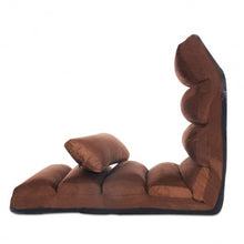 Load image into Gallery viewer, Folding Lazy Sofa Chair Stylish Sofa Couch Beds Lounge Chair W/Pillow-coffee
