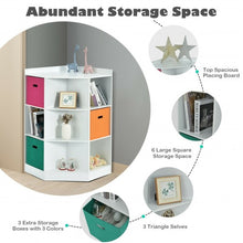 Load image into Gallery viewer, 3-Tier Kids Storage Shelf Corner Cabinet with 3 Baskets
