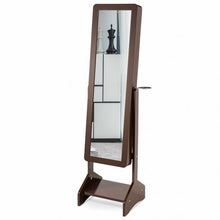 Load image into Gallery viewer, Standing Jewelry Cabinet with Full-length Mirror-Coffee

