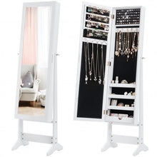 Load image into Gallery viewer, Mirrored Standing Jewelry Cabinet Storage Box-White
