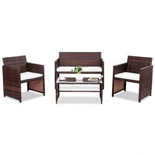 Load image into Gallery viewer, 4 PC Rattan Patio Furniture Set Garden Sofa Cushioned Seat Sofa
