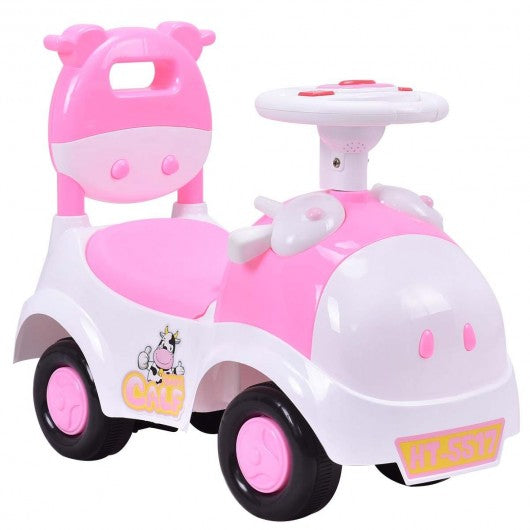 3-in-1 Toddlers Sliding Pushing Cart Riding Car w/ Sound-Pink