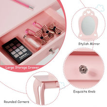 Load image into Gallery viewer, Kids Princess Makeup Dressing Play Table Set with Mirror -Pink
