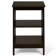 Load image into Gallery viewer, 3-Tier Nightstand End Table with X Design Storage -Espresso
