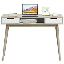 Load image into Gallery viewer, Stylish Computer Desk Workstation with 2 Drawers and Solid Wood Legs-Oak
