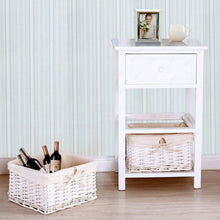 Load image into Gallery viewer, White Nightstand End Table with 2 Baskets
