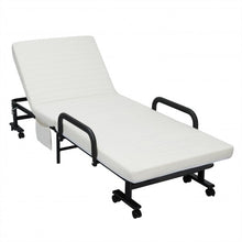 Load image into Gallery viewer, Folding Adjustable Guest Single Bed Lounge Portable with Wheels-White

