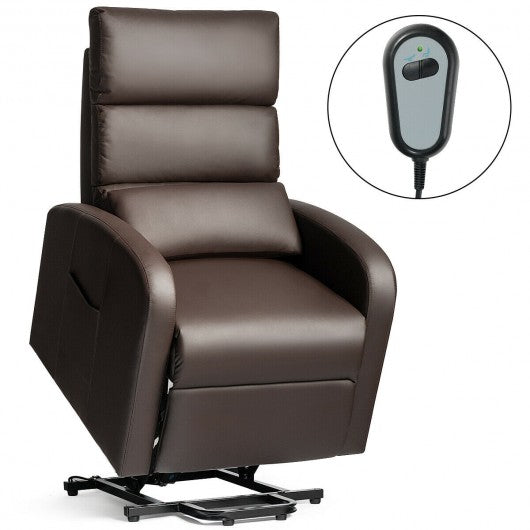 Electric Power Lift  Leather Recliner Chair-Coffee