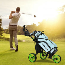 Load image into Gallery viewer, 3 Wheels Folding Golf Push Cart with Seat Scoreboard and Adjustable Handle-Green
