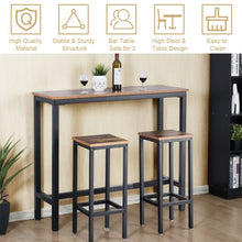 Load image into Gallery viewer, 3 Pieces Bar Table Counter Breakfast Bar Dining Table with Stools-Brown
