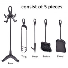 Load image into Gallery viewer, 5 pcs Stylish Black Iron Fireplace Tools Set
