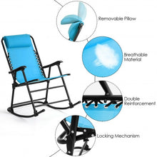 Load image into Gallery viewer, Outdoor Patio Headrest Folding Zero Gravity Rocking Chair-Turquoise

