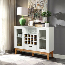 Load image into Gallery viewer, Wood Wine Storage Cabinet Sideboard Console Buffet Server-White
