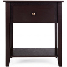 Load image into Gallery viewer, Nightstand with Drawer and Storage Shelf for Bedroom Living Room-Espresso

