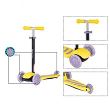 Load image into Gallery viewer, Adjust Handle 3 LED Light up PU Wheels Kids Kick Scooter-Yellow
