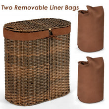 Load image into Gallery viewer, Handwoven Laundry Hamper Basket with 2 Removable Liner Bags-Brown
