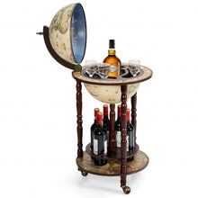 Load image into Gallery viewer, 17&quot; Italian Style Wooden Globe Liquor Bottle Wine Rack
