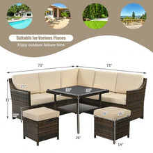 Load image into Gallery viewer, 6 Pcs Patio Rattan Dining Sofa Funiture Set
