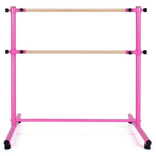47 Inch Double Ballet Barre with Anti-Slip Footpads-Pink