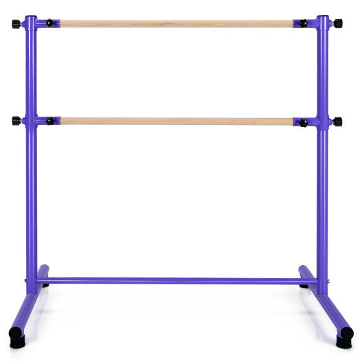 47 Inch Double Ballet Barre with Anti-Slip Footpads-Purple