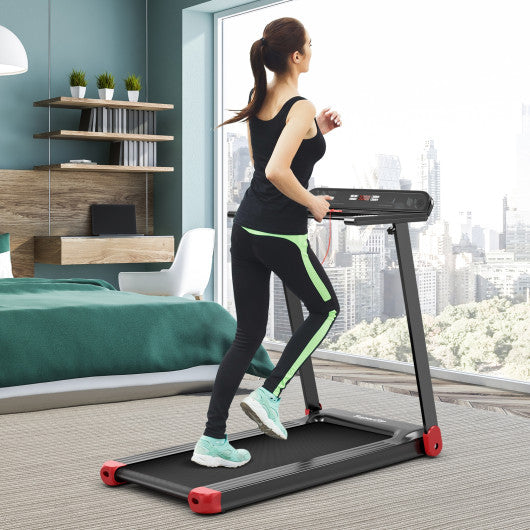 Folding Electric Compact Walking Treadmill with APP Control Speaker-Red