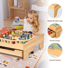 Load image into Gallery viewer, Children&#39;s Wooden Railway Set Table with 100 Pieces Storage Drawers
