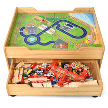Load image into Gallery viewer, Children&#39;s Wooden Railway Set Table with 100 Pieces Storage Drawers
