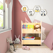 Load image into Gallery viewer, Kids Wooden Bookshelf with Universal Wheels
