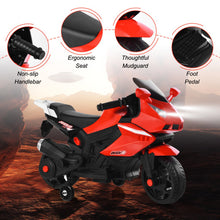 Load image into Gallery viewer, 6V Kids Ride on Motorbike with Training Wheels and Music-Red
