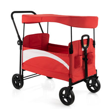 Load image into Gallery viewer, 2-Seat Stroller Wagon with Adjustable Canopy and Handles-Red
