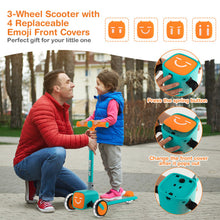 Load image into Gallery viewer, Folding Adjustable Kids Toy Scooter with LED Flashing Wheels Horn 4 Emoji Covers-Green
