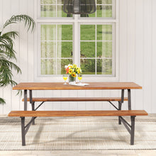 Load image into Gallery viewer, 6-Person Outdoor Picnic Table and Bench Set with 2 Inch Umbrella Hole
