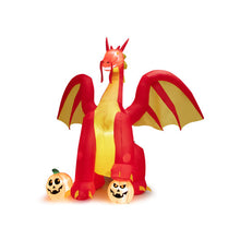 Load image into Gallery viewer, 10 Feet Outdoor Halloween Decor Giant Inflatable Animated Fire Dragon with Built-in LED Lights
