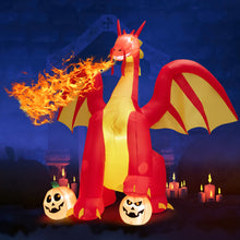 Load image into Gallery viewer, 10 Feet Outdoor Halloween Decor Giant Inflatable Animated Fire Dragon with Built-in LED Lights
