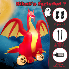 Load image into Gallery viewer, 10 Feet Outdoor Halloween Decor Giant Inflatable Animated Fire Dragon with Built-in LED Lights
