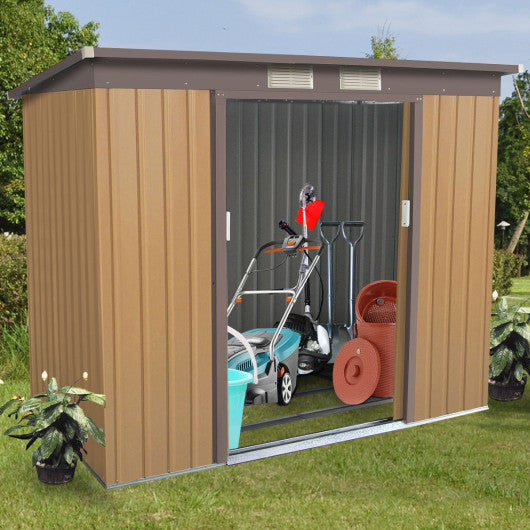 4' x 7' Outdoor Garden Storage Shed Tool House-Yellow