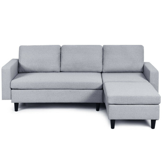 L-shaped Convertible Sectional Sofa  with Soft Back Cushion-Gray