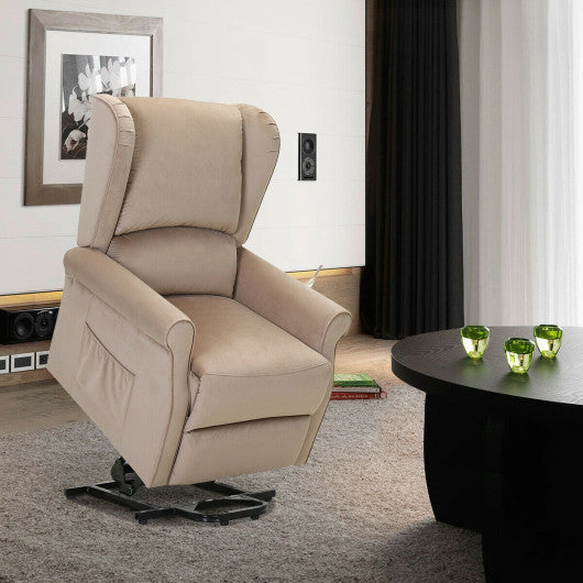 Electric Massage Vibration Power Lift Recliner Chair-Light Brown