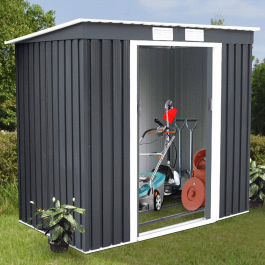 4' x 7' Outdoor Garden Storage Shed Tool House-Gray